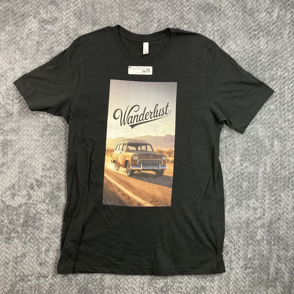 Wanderlust Graphic Print T-Shirt Men's L Black Casual Streetwear NWT New